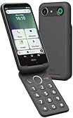 Doro - Aurora A20 Flip Smartphone - Senior Mobile Phone - Easy to Use - Assistance Button with GPS Location - Hearing Aid Compatible - USB Cable Included - Graphite