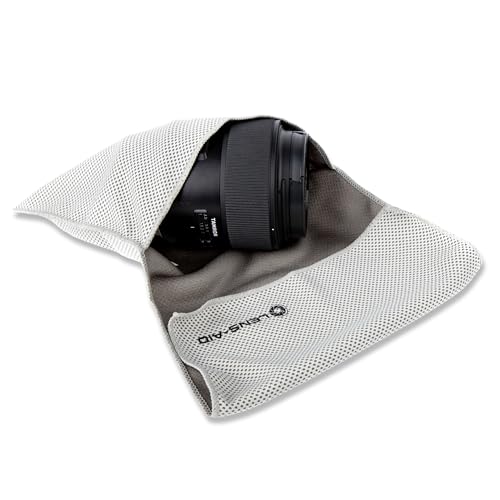 LENS-AID Pochette pour Appareil Photo, Objectif, etc., Sac pour Appareil Photo Reflex numérique, etc, Gris, S (15 x 13 cm)