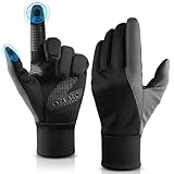 OZERO 手袋 メンズ スマホ対応 防寒 防風 冬 ランニンググローブ [滑り止め 撥水加工 軽量 暖かい 薄手] スポーツ 運転 ジョギング 登山 サッカー 自転車 通勤 通学 ブラック M
