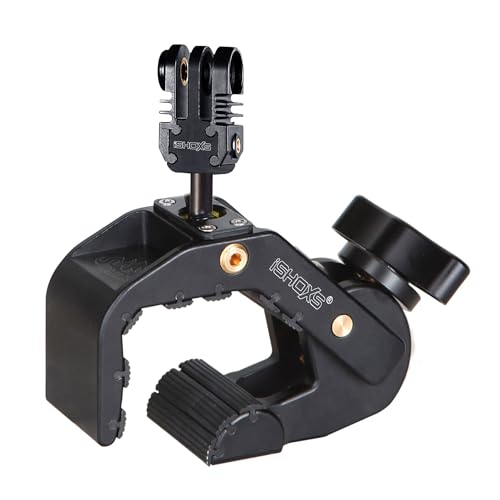 iSHOXS Shark – Support Robuste pour GoPro & caméras d'action | pour profils Ø 28-65 mm (Ronds ou Plats) | Aluminium CNC, Maintien Solide | Idéal pour Moto, VTT, vélo, extérieur & Aventure