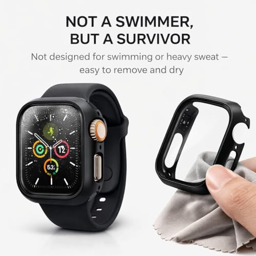 Image of Mizi 3 Pack Hard PC Case Built in Tempered Glass Compatible with Apple Watch Series 11(2025) Series 10 46mm, Thin Protective Case with Screen Protector - Black