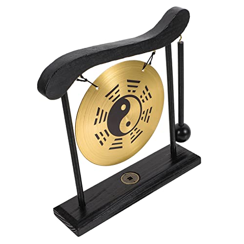 Ciieeo Chinese Gong Bell Desk Decoration Buddhism Vintage Gong Instrument Metal Desktop Decor Ornament