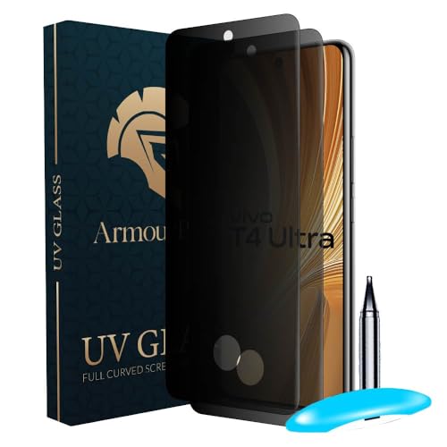 Image of ArmourPro UV Privacy Tempered Glass Screen Protector for Vivo T4 Ultra (6.77 Inch, Pack of 2) Edge to Edge Full Screen Coverage | Anti-Spy, Anti-Peeping & 9H Hardness Glass