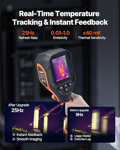 Image of VEVOR Thermal Camera, 320 x 240 TISR Super Resolution, Thermal Imaging Camera with 2MP Visual Camera, 160 x 120 IR Resolution, 25 HZ Refresh Rate, -4F to 1022F, 4 Image Modes & 6 Color Palettes