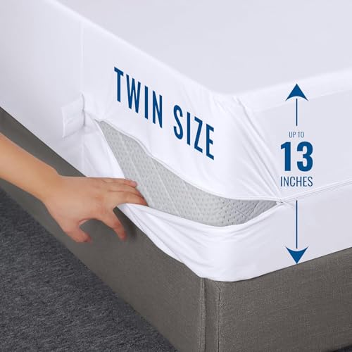 image for Utopia Bedding Waterproof Mattress Protector Twin Size (Pack of 4), Zi
