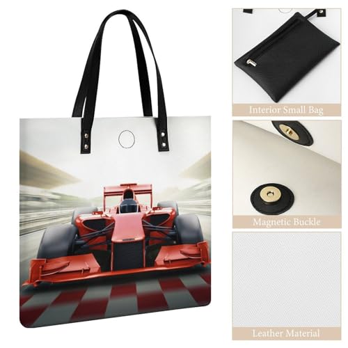 Sac shopping rouge avec voiture de course idéal pour vos voyages - 4