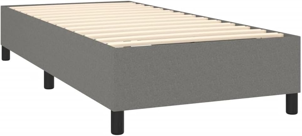 Twin Bed Frame Dark Gray Polyester Fabric with Plywood and Engineered Wood, Sturdy Platform Foundation for Mattress Support, Modern Minimalist Bedroom Furniture with Easy Assembly