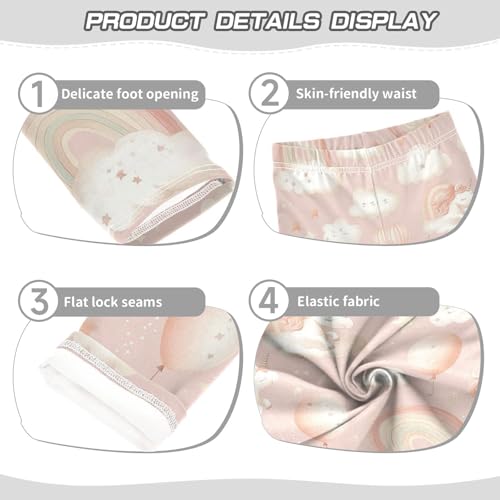 Pink Unicorn Clouds Girls' Leggings Toddler Doodles Rainbows Balloons Stars Kids Yoga Pants Dance Active Tights 4T3