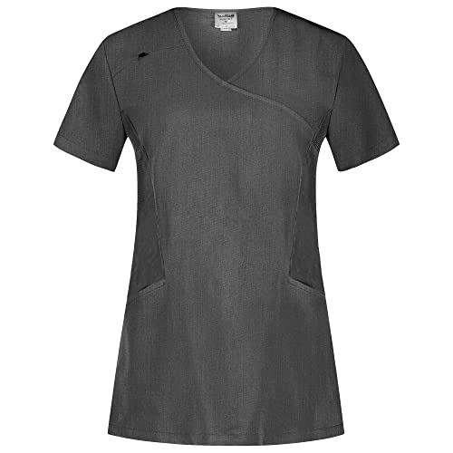 B-well Justina Casacas Sanitarias Mujer Manga Corta y Cuello en V para | Antiarrugas con Elastano | Color Gris, M
