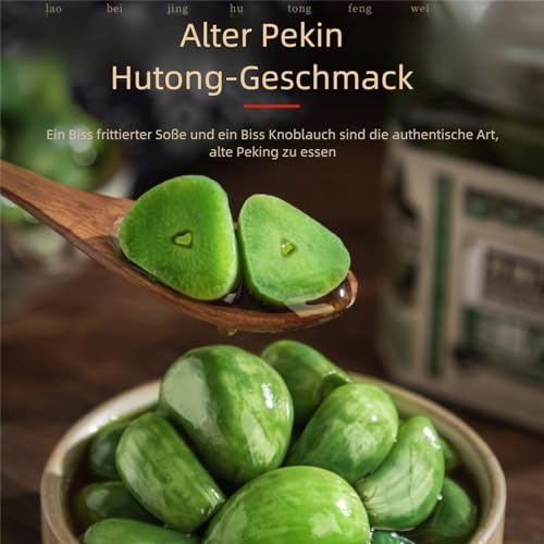 BaiLiSnacky Laba-Knoblauch Eingelegter Knoblauch 400 g/Dose Grüner Knoblauch Grüner Knoblauch Vegetarisches Essen Köstlicher Essig-Knoblauch