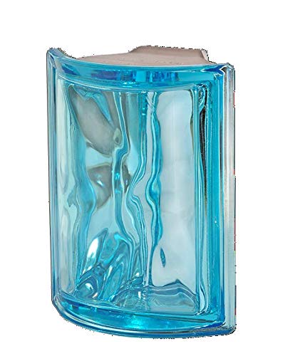 Bloque de vidrio angular de 90º para solucionar esquinas oscuras con pavés aguamarina ondulado