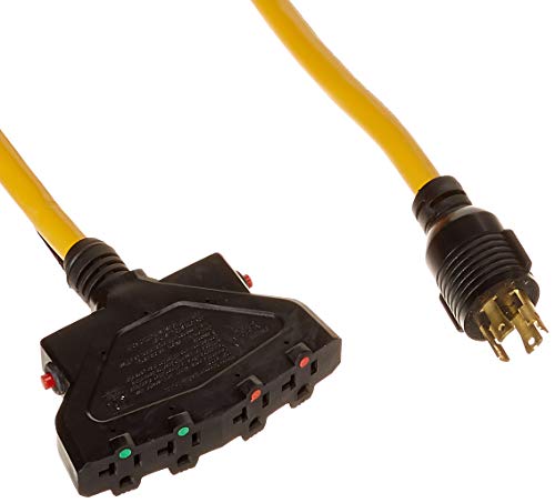 Firman 1120 Firman Power 1120 Cord - 25 ft, 10AWG with Circuit Breaker, 30 Amps/250 Volts, L14-30P to 5-20R (4), 1 Pack
