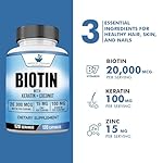 Biotin 20,000mcg with Keratin, Coconut Powder and Zinc, Hair Growth Supplements, Biotin Supplements, Healthy Hair Skin & Nails for Adults,120 Veggie Capsules, 120 Day Supply - Image 5