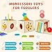 5-in-1 Wooden Activity Cube, Toddlers Montessori Toys for Baby Boys Girls, Baby Activity Center for 2+ Year Old, Woodpecker Worm Toy Magnetic Bird Feeding Game, Educational Color & Shape Sorting Toy