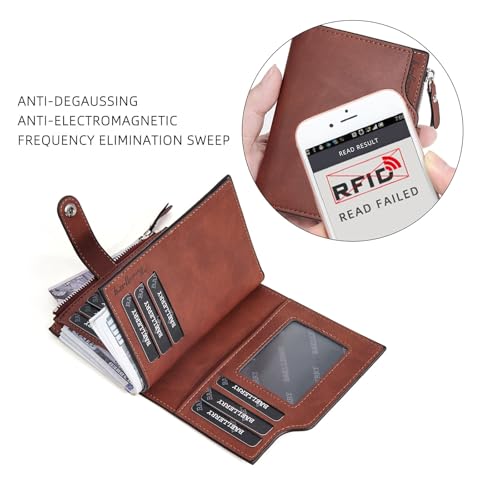 Small Mens Wallet with Credit Card Slots, Trifold Card Case Wallet with Zipper Pocket, Medium Size Wallets for Men3