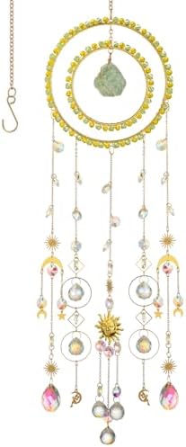 Large Dream Catcher, Colorful Crystal Sun Catcher, Bohemian Sun Catcher, Hanging Sunlight Catcher, Birthday Gift (Green Crystal)