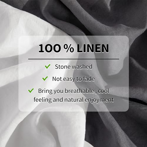 Image of LBRO2M 100% French Pure Linen Sheet Set 6Pcs, 16 inch Deep Pocket Full Size