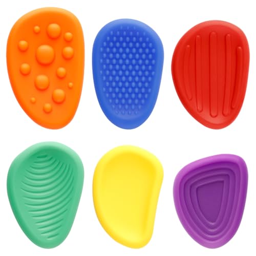 Lotsdonxia 6 Pcs Sensory Fidget Stone Pack with Storage Box – Textured Silicone Worry Stones Durable & Washable Squeeze Toys Stress Relief & Anxiety Aid for Kids & Adults