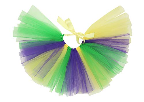 Pawpatu Mardi Gras Inspired Handcrafted Purple, Yellow, Green Carnival Mesh Tutu Skirt for Dogs