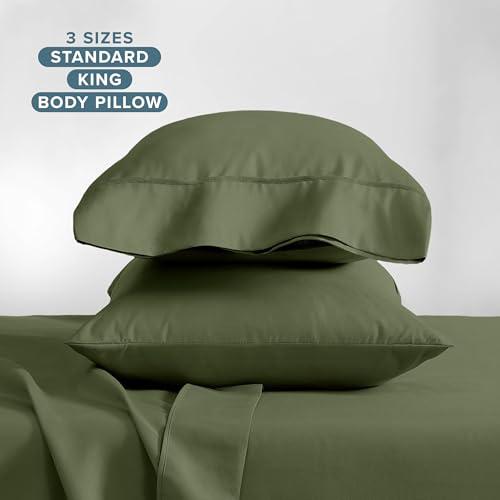 Image of Bare Home Microfiber Pillow Cases - Standard /Queen Size Set of 2 - Cooling Pillowcases - Double Brushed - Cypress Pillowcases 2 Pack - Easy Care (Standard Pillowcase Set of 2, Cypress)