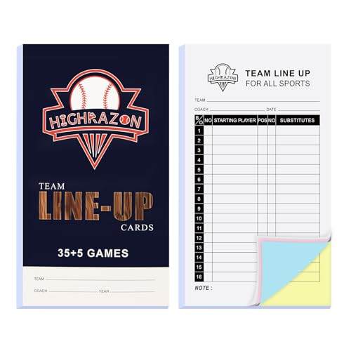 HIGHRAZON Baseball Softball Lineup Cards - 30 Games - 16