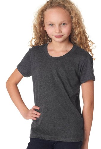 Bella + Canvas Youth Jersey Short Sleeve Tee (Dark Grey Heather) (L)