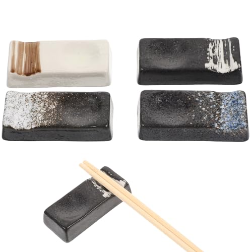 ZUNOXAZ 4個 日式陶瓷箸置き 滑らかで丈夫な家用箸フォークスプーンレスト テーブルを清潔に保多機能カトラリーサポート ホテル レストラン