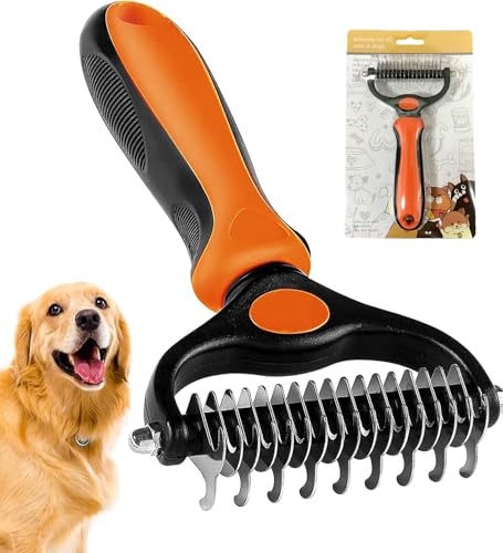 Undercoat Rake for Dogs, 2 in 1 Dematting Comb &