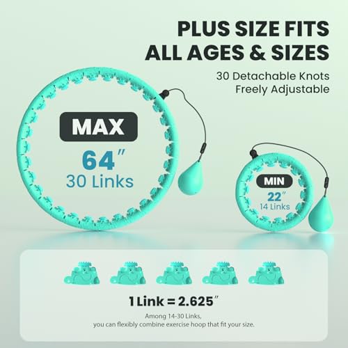 Weighted Infinity Exercise Hoop - 64in 30 Links Smart Hoop for Adult Weight Loss, Plus Size Low-Impact Fitness Hoop for Beginners & Women - Image 3