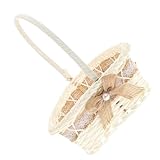 Lurrose Cesta de Corazón para Boda, Cesta de Flores de Lino Rústico Asas, Contenedor para Frutas y Regalos en Eventos Nupciales