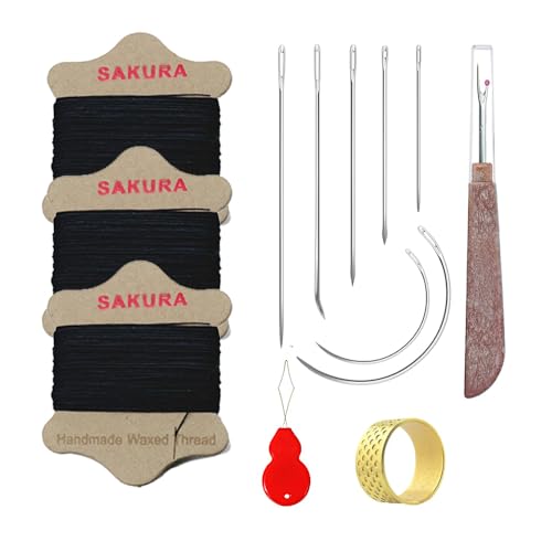 Kit de reparación para tapicería SAKURA con hilo encerado 0.55 mm y 7 agujas miniatura 1