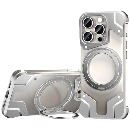 Coque aluminium iPhone 15 Pro antichoc premium avec anneau magnétique rotatif