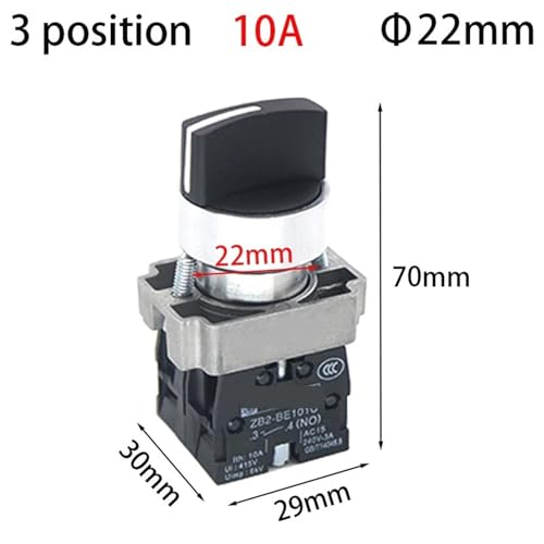 Interruptor de 3 posiciones autoretroceso selector 22 mm XB2-BD23 con contacto 1NO de panel 2