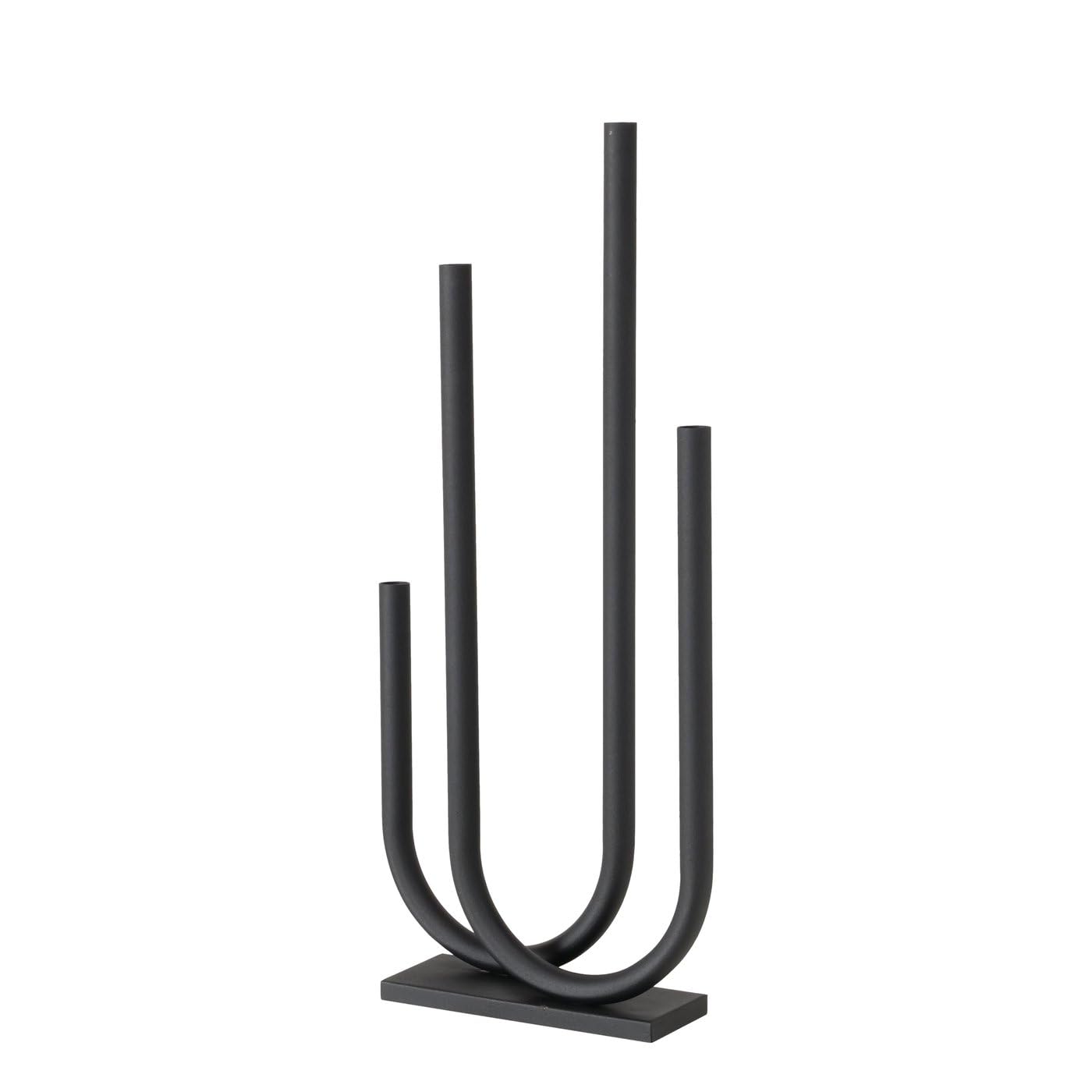 Moderner Kerzenständer Tonis, 4 Kerzen, Metall Schwarz Matt, 68,8 cm Höhe