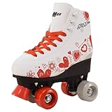 STMAX Roller Skates for Women and Girls Derby 4 Wheels Quad Light Skate Blades for Kids Youth and Adults Skating Shoes Patines para niñas y Mujer ABEC-7 Women White and Red Size 8.5 -  Piandpa