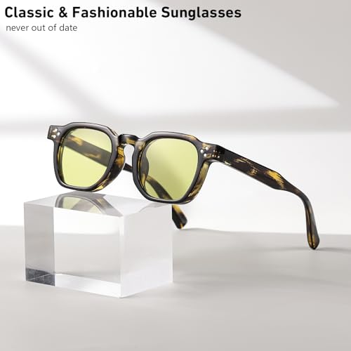 Image of Gleyemor Stylish Retro Sunglasses for Men Women Fashion Vintage Square Sunglasses UV400 Protection Shades