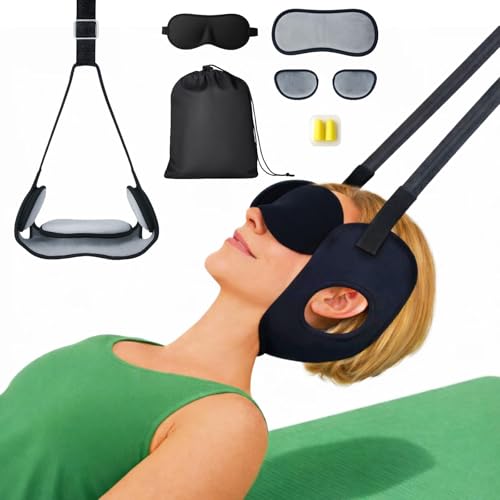 Image of Durchbruch Cervical Traction Neck Stretcher Hammock for Neck Pain Relief, Includes Removable Pads, Eye Mask, Earplugs & Storage Bag, Portable Neck Support Kit for Home or Travel Use