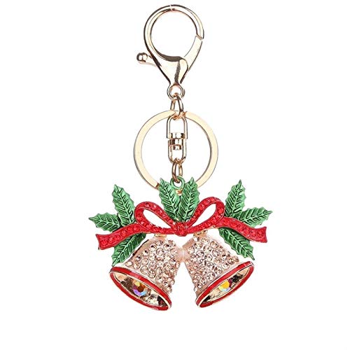 Preisvergleich Produktbild GLF Sleigh Bell-Ornament Weihnachtsbell-Schlüsselanhänger - Frauen Strass Schlüsselring Handtaschen-Anhänger Charme-Beutel-Ketten-Beutel Schmuck Modische Metallanhänger Weihnachtsbaum K