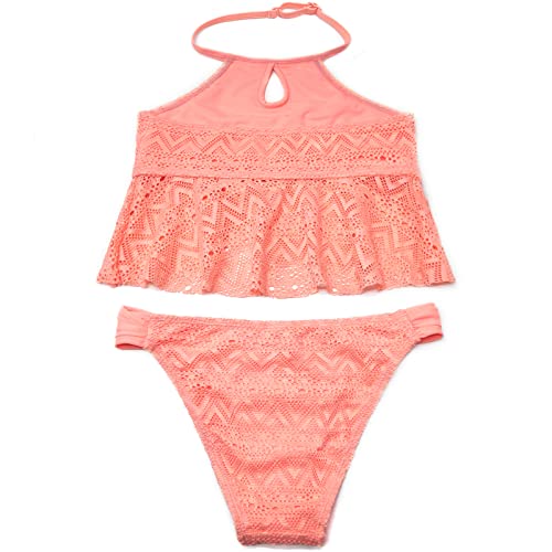 Image of SHEKINI Girls Bathing Suit Ruffles Flounce Swimsuit Crochet Two Piece Bikini Set