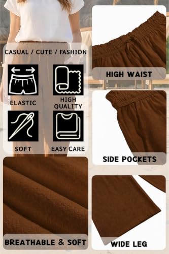 Image of LNX Women's Linen Pants Wide Leg High Waisted Capri Pants with Pockets | Capris, Elastic Waist, Drawstring, Loose, High Rise, Palazzo Pants, Beach, Vacation, Flowy, Lounge & Casual Trousers, XS-5XL