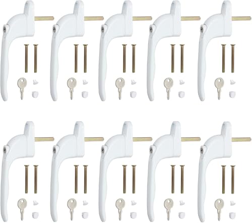 Neoteck 10 Pcs UPVC Window Handle, Double Glazing Universal Espag, White, 43mm