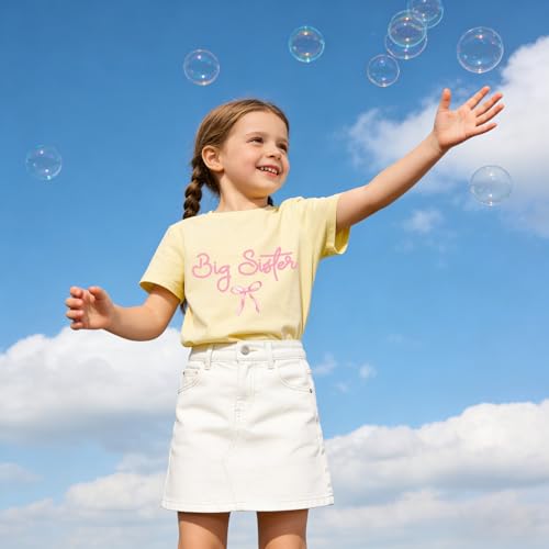 Image of Big Sister Announcement T Shirt Toddler Girls Promoted to Big Sister Tees Outfits 1-7 Years