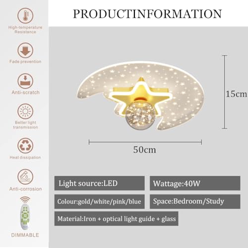 Plafonnier LED lune télécommandé avec intensité variable pour la chambre - 7