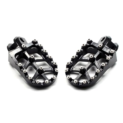 Image of MZS Dirt Bike Foot Pegs for 65 85 125 250 450 660 690 950 1090 1290 Models | Black CNC Aluminum Alloy Footrest, Skeleton Wide Footpeg, Non-Slip Stainless Steel Foot Pins, fits Enduro Adventure MX Bikes