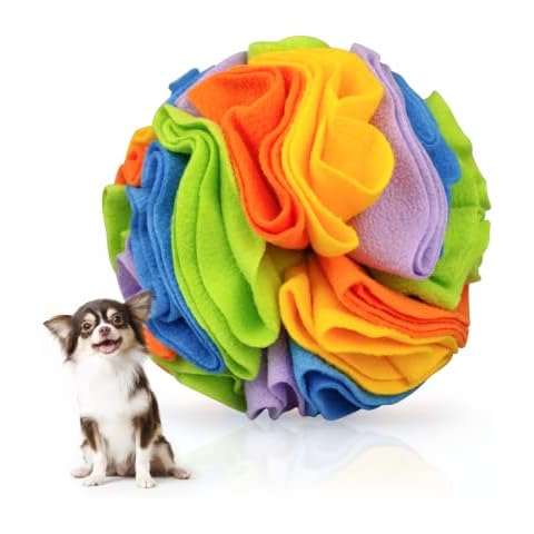 WishLotus 7.87Inch Snuffle Ball for Dogs, Dog Sniffing Training Toy for Boredom, Colorful Dog Snuff Ball Toy for Small Dogs&Breed Encourage Natural Foraging, Smell Training (Rainbow L) Cover