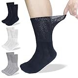 BRMDT Diabetic Socks (3 Pairs), Indoor Hospital Socks with Grip, Slipper Socks, Extra Wide & Non-Binding, Anti-Slip Sole, Reduces the Risk of Falls, Universal for Men Size's 9-11, Women's Size 5-9