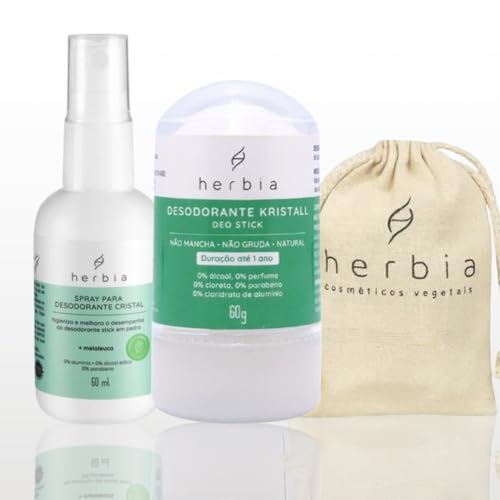 Kit Desodorante Kristall 60g + Spray de Melaleuca + Eco Bag - Cristal bolsa Herbia
