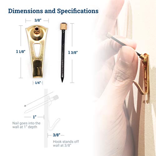 PHS - Professional Plaster Wall Picture Hangers 30 lbs - 25 Pack - Heavy Duty Picture Hooks for Drywall - Frame Hanging Hardware - Art Hooks for Wall - Secure Picture Hanging Kit - Image 2