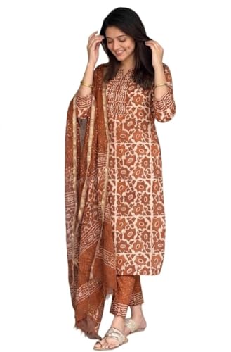 Image of KLOSIA Women's Printed Straight Kurta and Pant with Dupatta Set