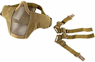 OneTigris 6" Tactical Foldable Half Face Mask Protective Mesh Mask for Airsoft Paintball CS with Adjustable and Elastic Belt Strap